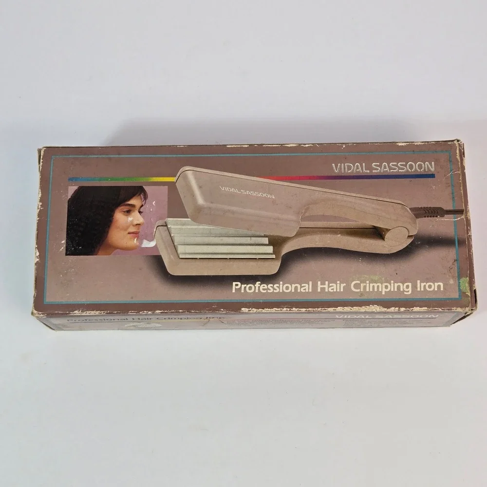 Vidal Sassoon Professional Hair Crimping Iron VS-142 Vintage 80s Taupe with Box